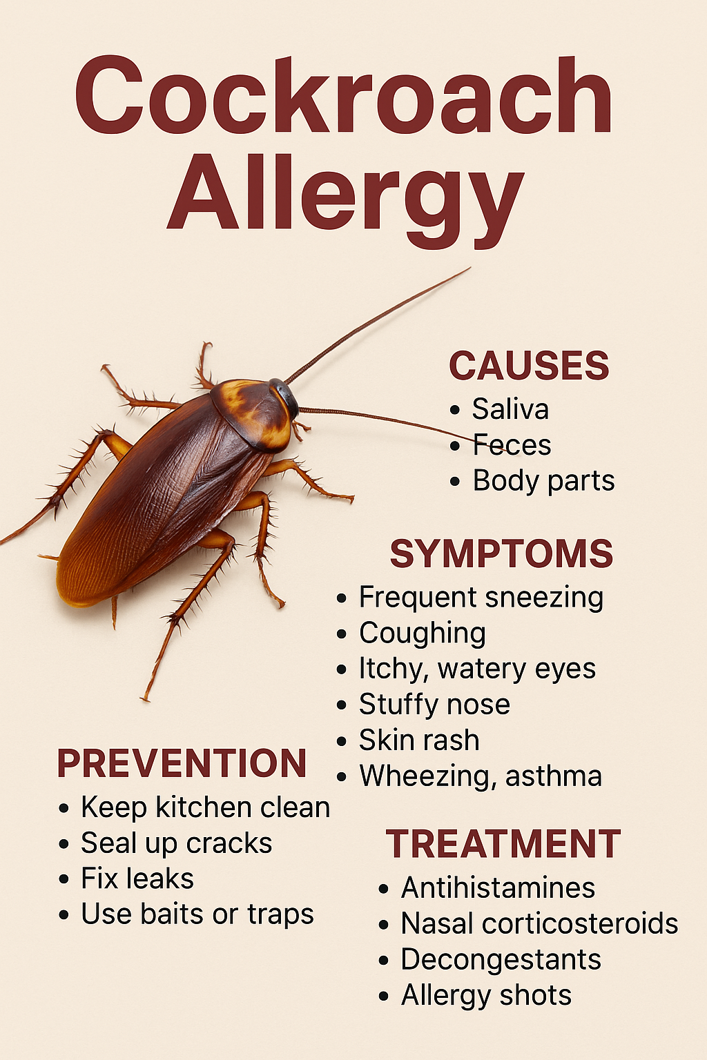 Cockroach Allergy: Causes, Symptoms, Prevention & Treatment