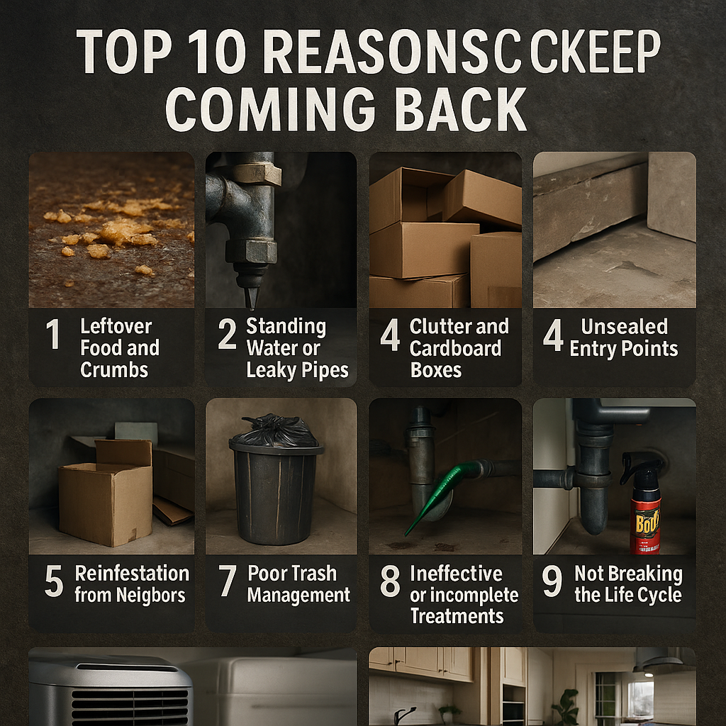 TOP 10 REASONS COCKROACHES KEEP COMING BACK