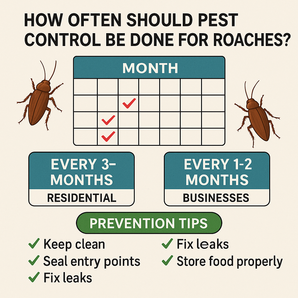 HOW OFTEN SHOULD PEST CONTROL BE DONE FOR ROACHES?